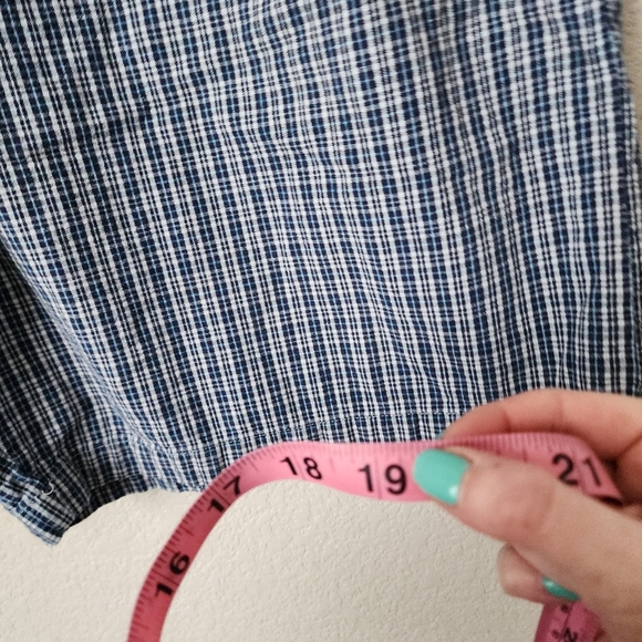 CHEROKEE x VINTAGE pull on boxer style shorts with pockets in blue plaid size L - Picture 4 of 9